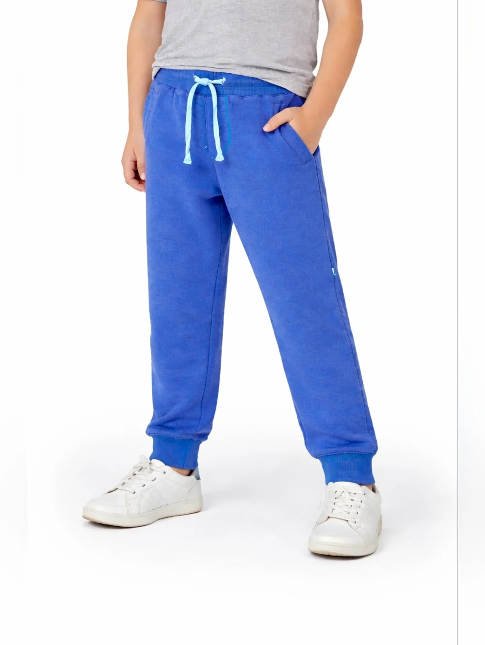 Kickee Pants Blue Bamboo Organic Cotton Joggers Boys small 6/8 Soft